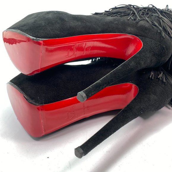 Christian Louboutin 20th Anniversary Suede Fringe Hignhess Tina 160 Boots Eur 40 - Picture 7 of 8